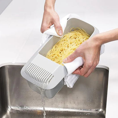 Microwave Pasta Cooker Strainer and Steamer - Heat Resistant for Spaghetti Noodles