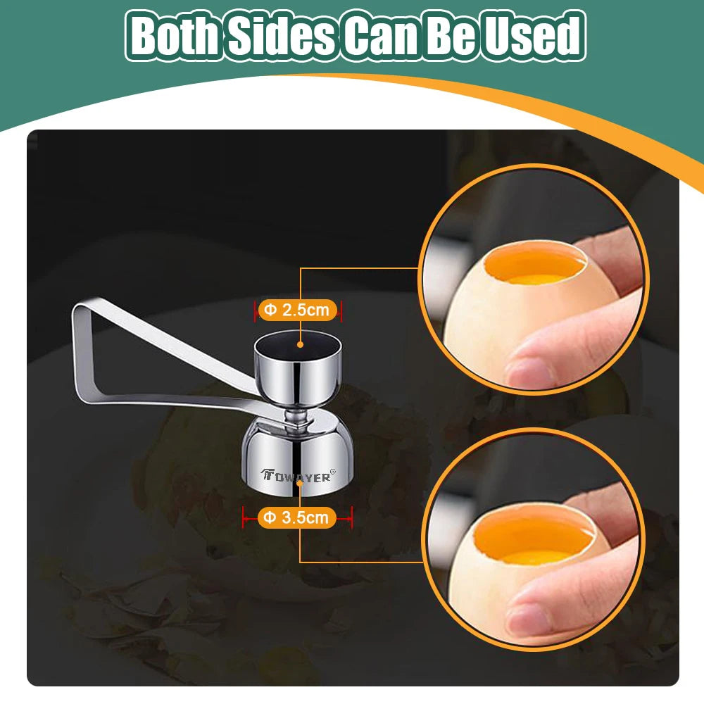 304 Stainless Steel Eggshell Opener Double Head Metal Boiled Raw Egg Creative Gadgets Kitchen Cooking Tool Kitchen  Accessories.