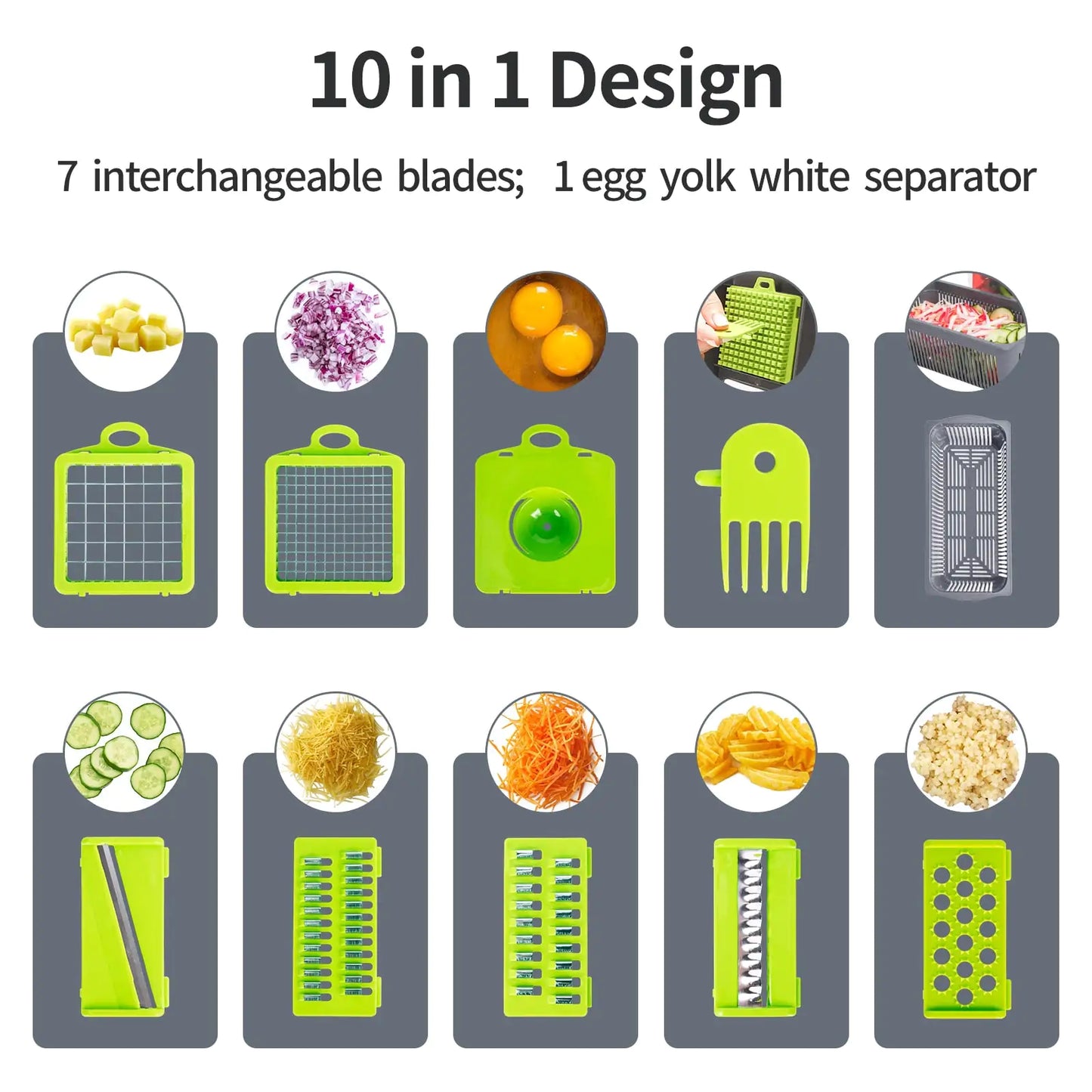 Multifunctional Cutter Shredder Slicer - 10 in 1