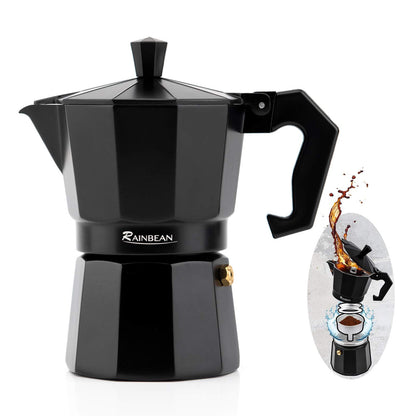 Stovetop Espresso Maker- Classic Italian Moka Pot with 2 Cups and Gift Package Aluminum- Black