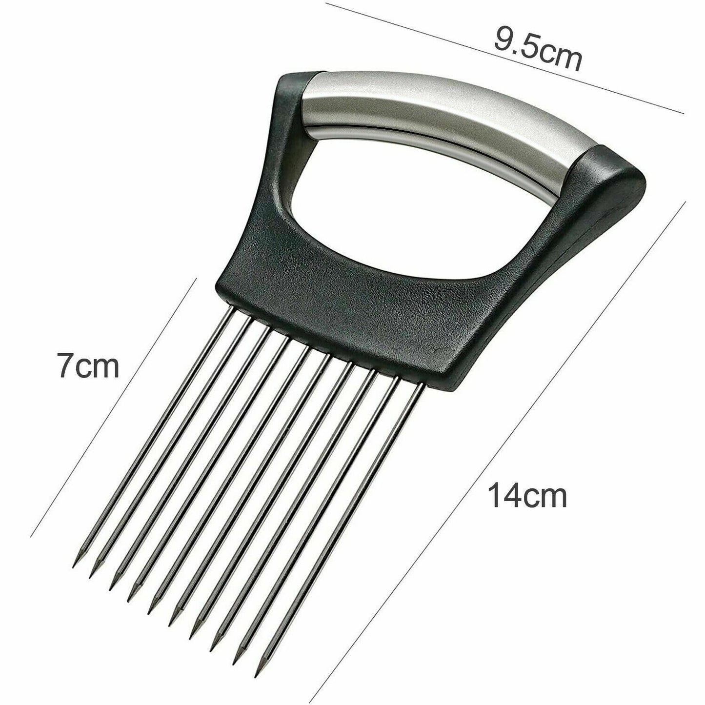 Stainless Steel Onion Holder and Slicer - Tomato Cutter for Neat Food Slicing