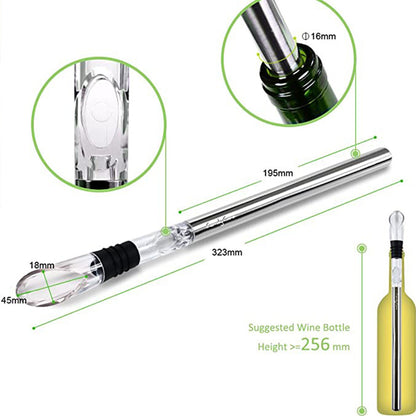 Stainless Steel Wine Bottle Cooler Stick with Leakproof Chilling Rod - Perfect for Wine and Beer Beverages