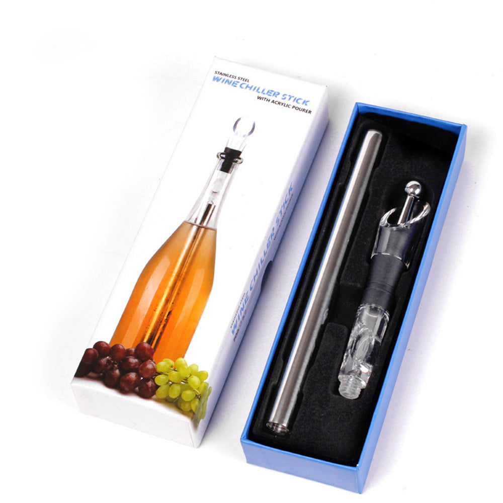 Stainless Steel Wine Bottle Cooler Stick with Leakproof Chilling Rod - Perfect for Wine and Beer Beverages